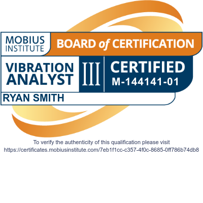Mobius Institute Vibration Analyst III Certification - Ryan Smith